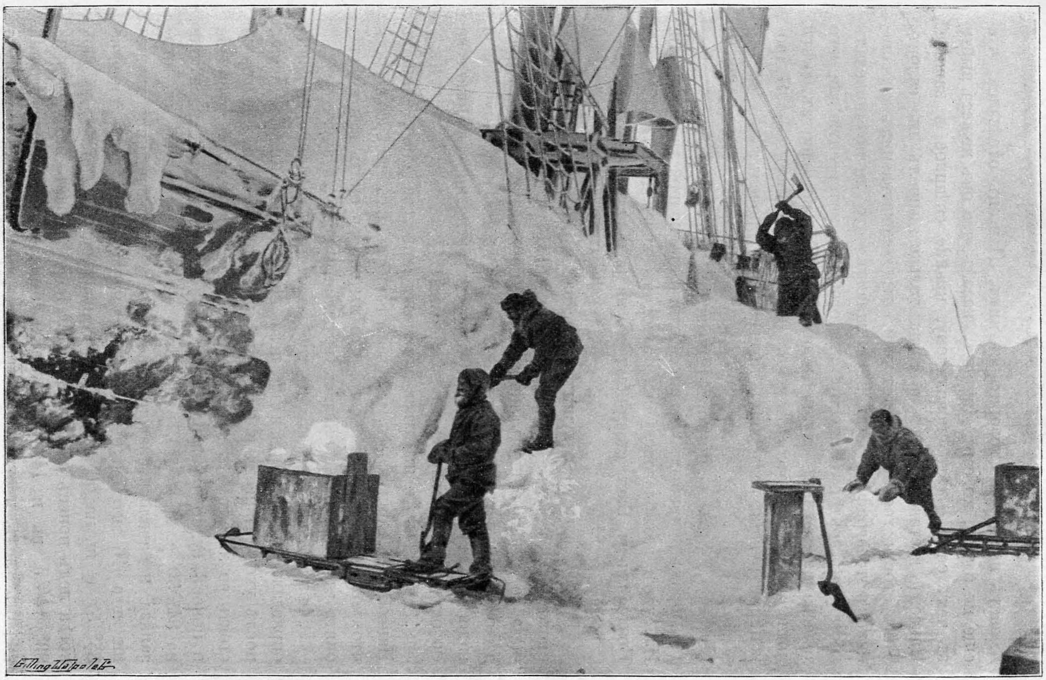 Высвобождение «Фрама» из ледяных объятий. Фотография снятая в марте 1895 г.