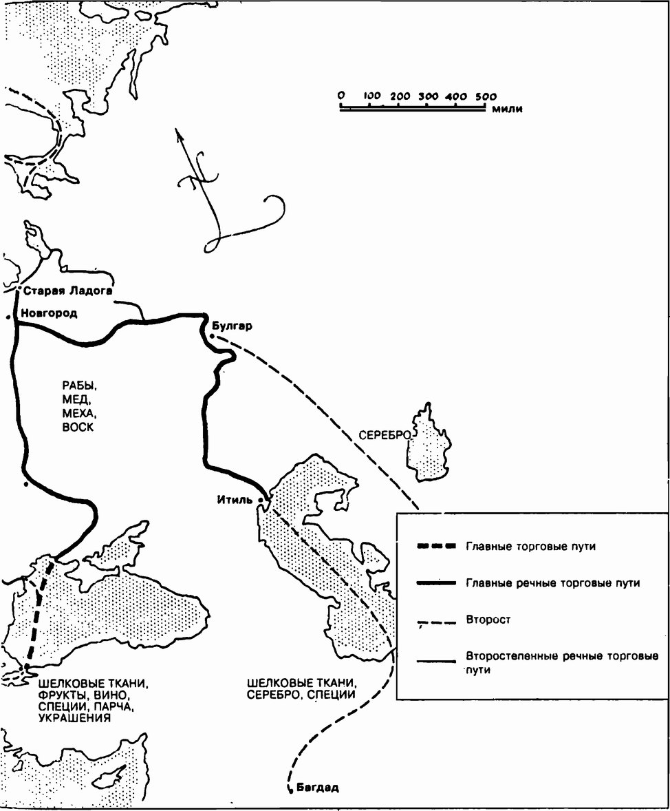 Рис. 13. Карта торговых маршрутов викингов