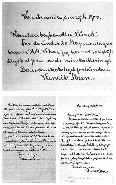 Автографы писем Ибсена. 1893—1900