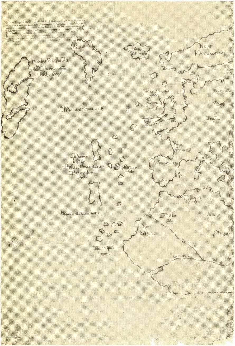 Западная часть Винландской карты, опубликованной Йельским университетом, Нью-Хэвен, Коннектут. Приблизительно 1436 г. (Фото Йельского университета)